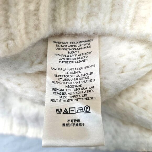 Free People Medium Blue Bell V-Neck Pullover Sweater Oversize Slouchy Ivory Cozy - Picture 7 of 14